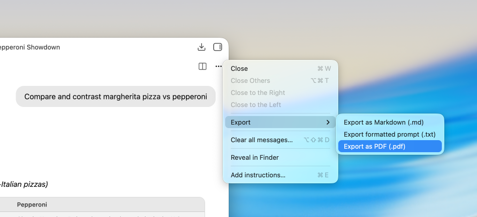 Export your chats
