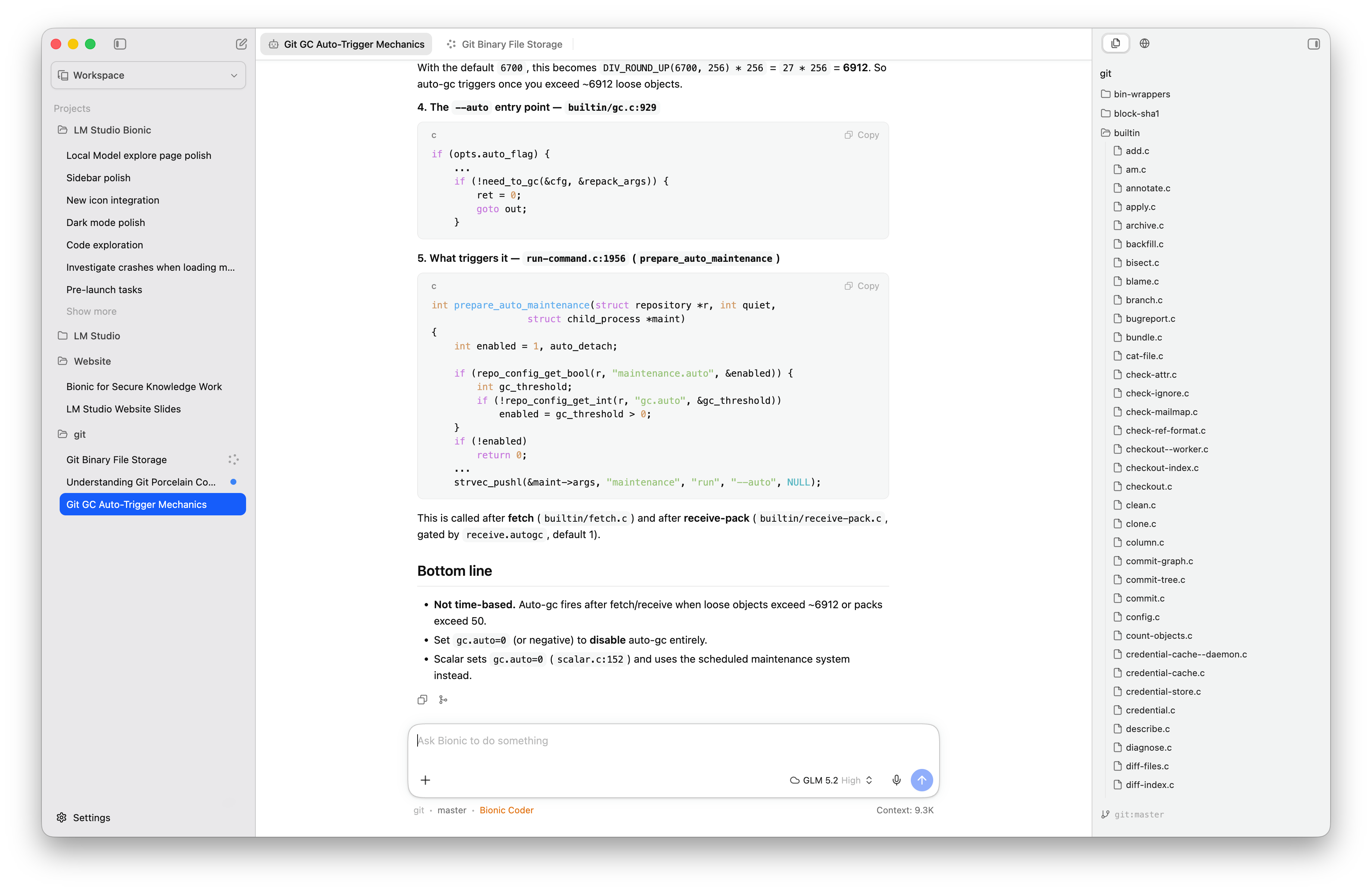 Bionic working in a Git codebase